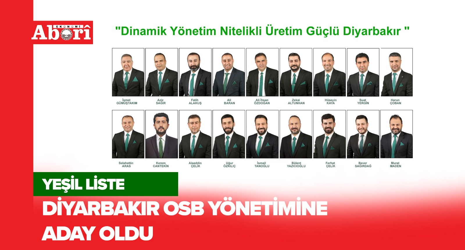 Yeşil Liste, Diyarbakır OSB Yönetimine aday oldu