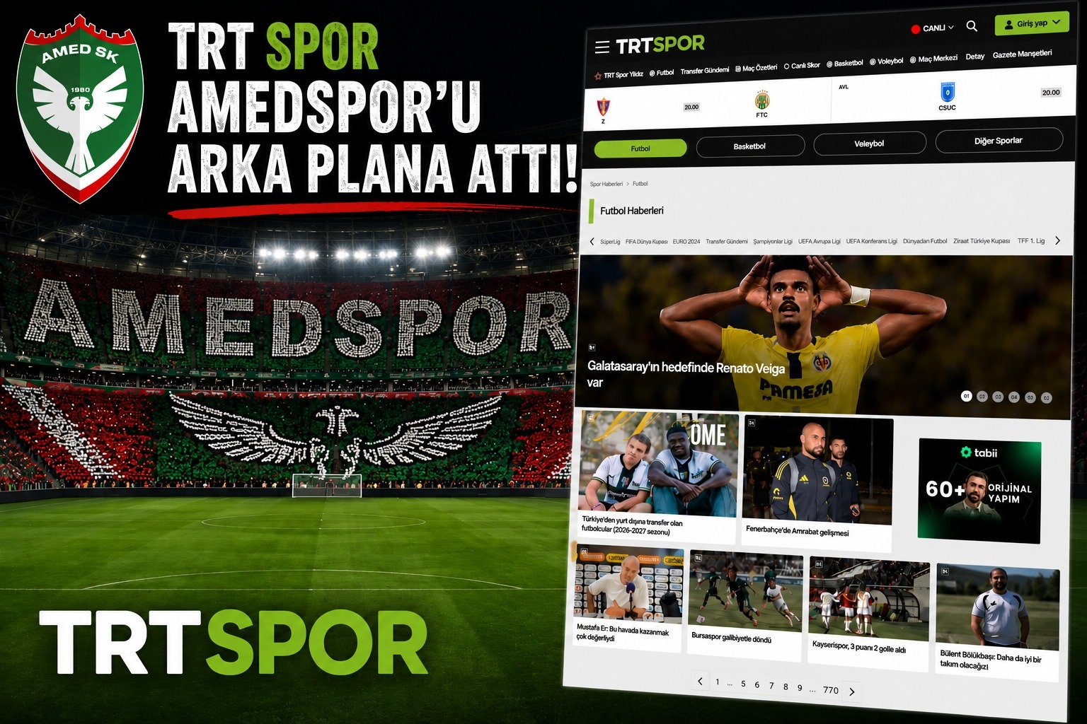 TRT Spor Amedspor’u arka plana attı!